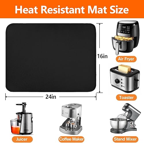 Miniatura 5 de Tapetes resistentes al calor para encimera, tapete ignífugo para freidora de aire de 16 x 24 pulgadas, tapetes para parrilla al aire libre para