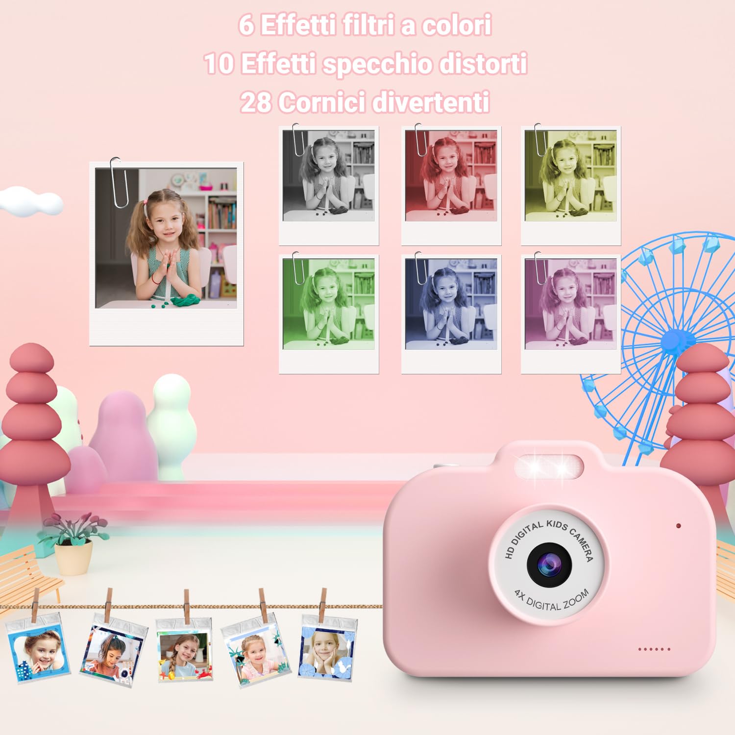 Macchina Fotocamera bambini ,Scheda 32GB,1080P HD Ricaricabile Fotocamera Digitale Regalo Giocattolo di Natale & Compleanno 3-10 Ragazzi Ragazze