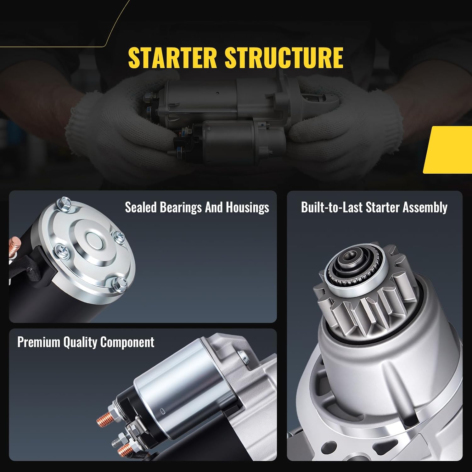 TUCAREST 19060 Starter (For 2.5L No Hybrid,w/Automatic CVT Transmission) Compatible With 2007-2010 2011-2012 Ni-ssan Altima [OE# 23300-JA00A 23300-JA00C 23300-JA01A SMT0236]