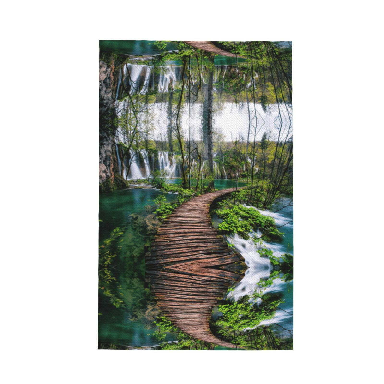 XXahnbm Plitvice Lakes National Park Print Waffle Kitchen Towel,Absorbent Hand Towel