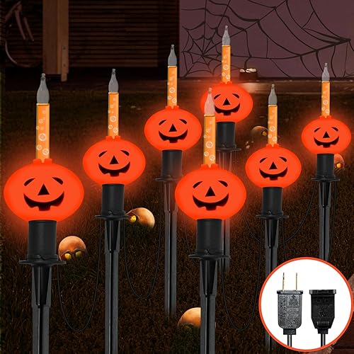 Miniatura 9 de PASUTO Cadena de luces de burbujas de calabaza de Halloween, 7 pies, linterna de Halloween vintage con 7 luces de burbujas líquidas naranjas, luces