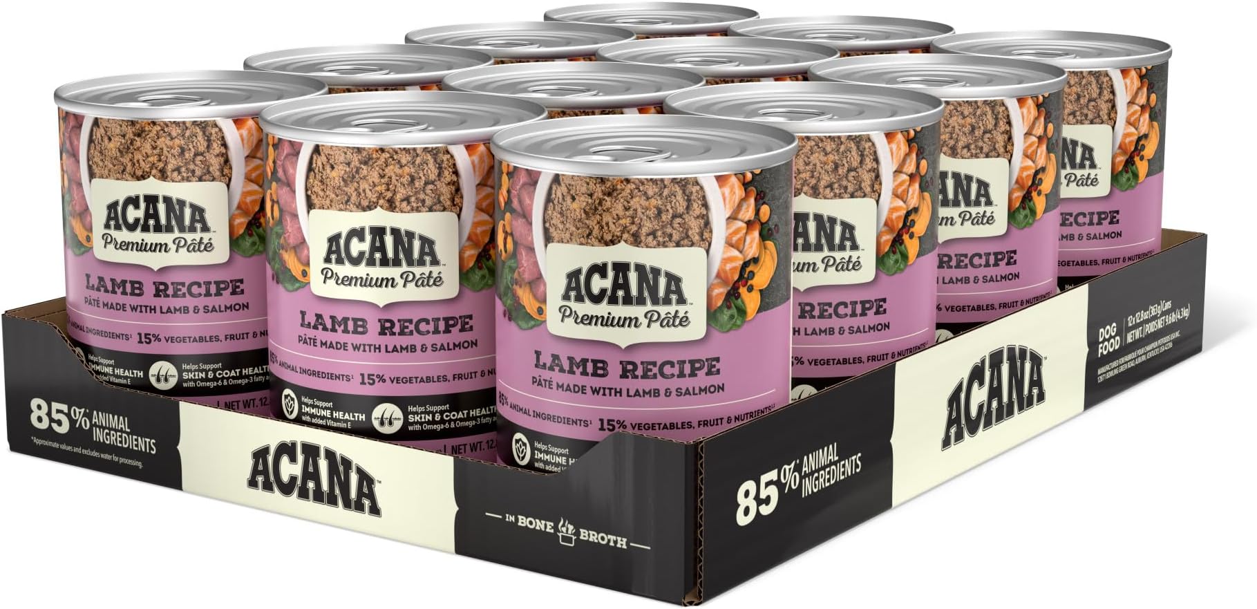 Premium Pate in Bone Broth Grain-free Wet Dog Food Lamb Recipe 12.8oz Cans (12 Count)