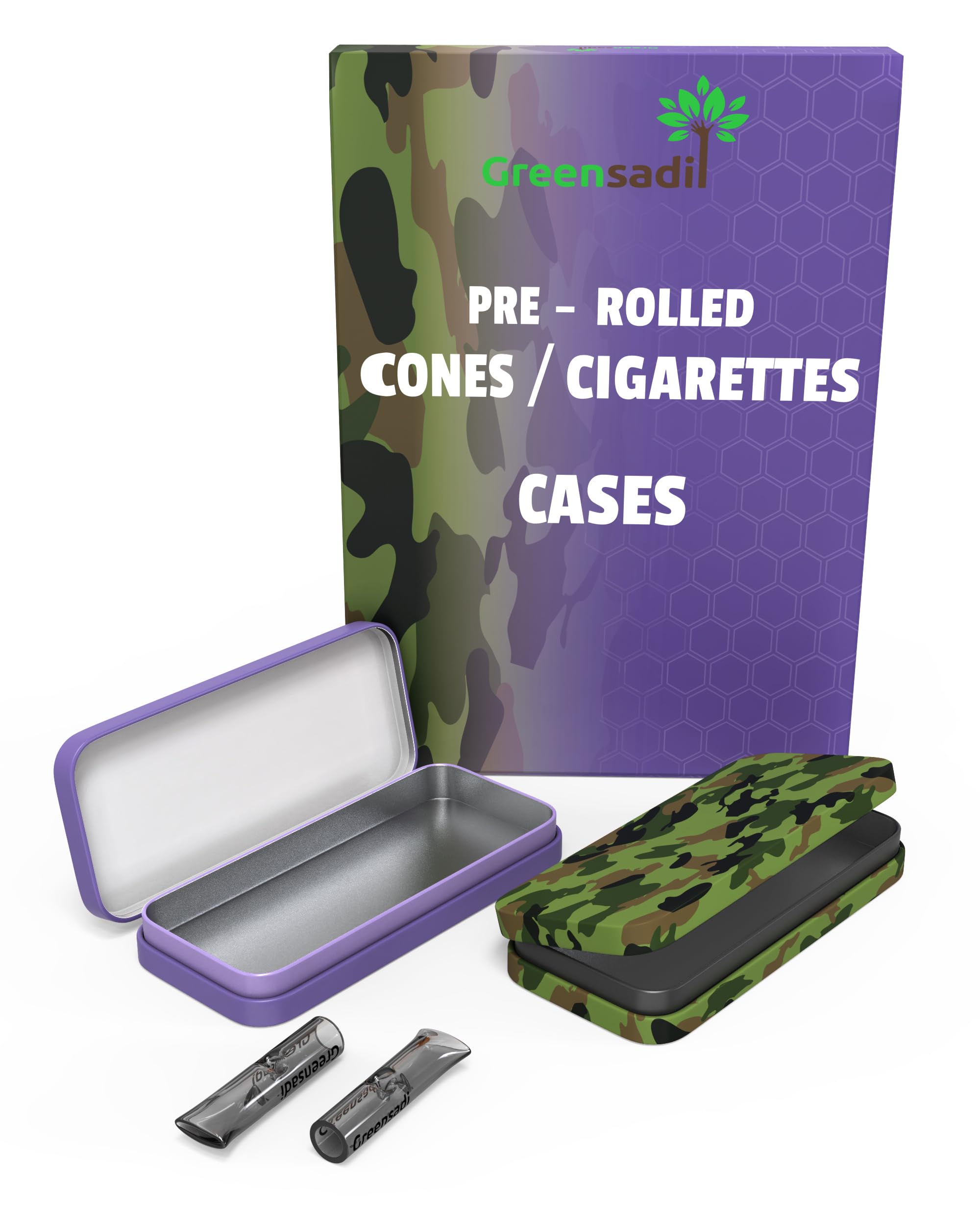 Preroll Case -Sleek, Lightweight Case and Glass Filter Tips, Black for 3 Full-Size Cones (2-Pack) Cones Container, – Accessories