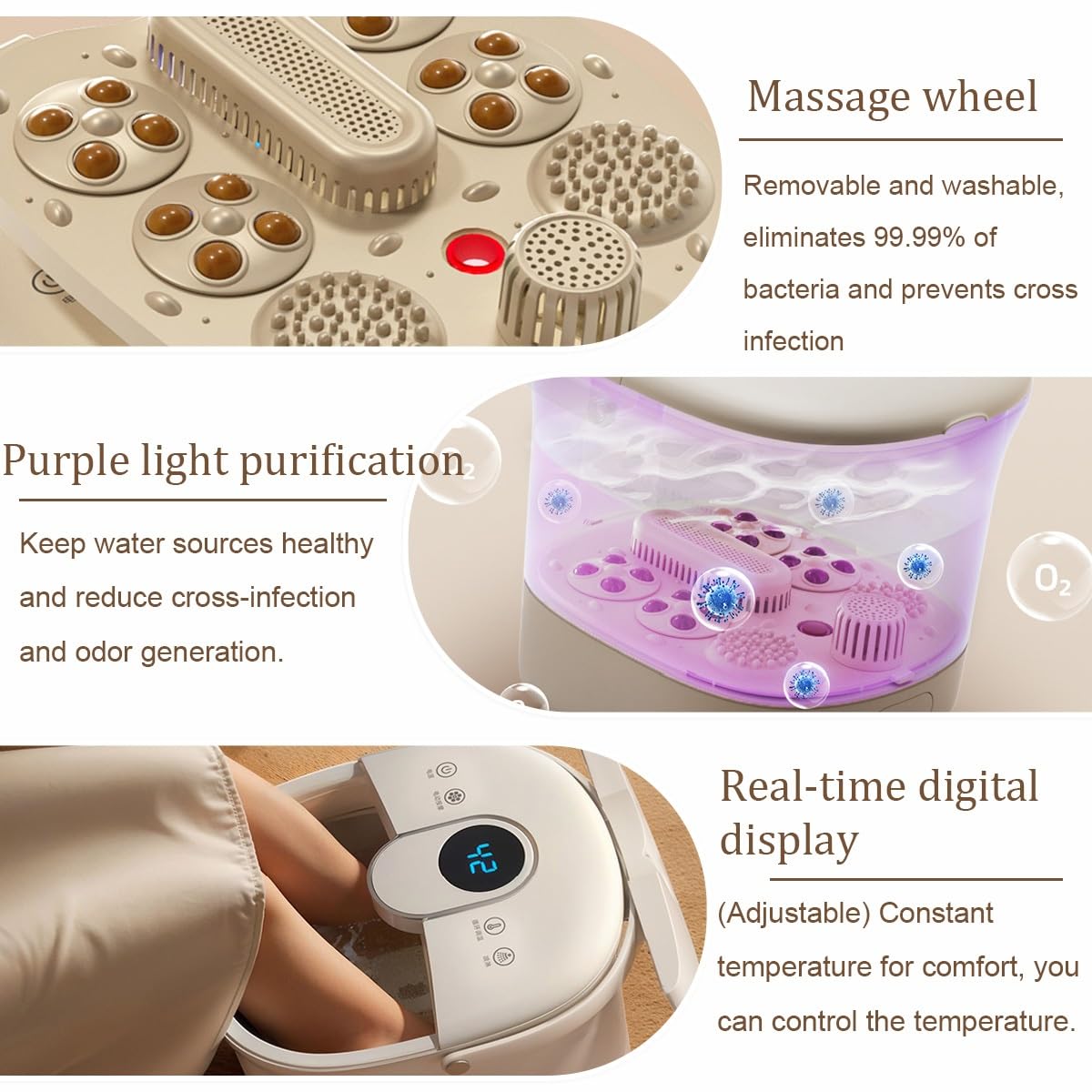 Fußmassagegerät Spa, Fuß Spa Bademassagegerät, Fußbad mit Zirkulationswärme, Wanne für Stressabbau, Fußtränker, mit Wärme und Massagerollen, zur Entspannung & Schmerzlinderung - Geschenkideen