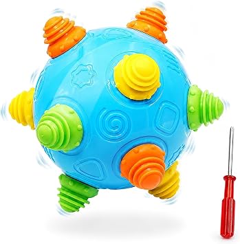Bumble Ball for Babies,Crawling Sensory Toys for Toddlers,Baby Music Shake Preschool,Dancing Interactive Sounds Infants Toy,Bouncing Learning Ball,Ideal Gift for Boys GirlsBlue