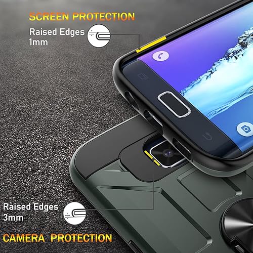 Miniatura 6 de Jeylly Funda para Galaxy S6 Edge Plus, 3 colores, delgada, híbrida, resistente al impacto, TPU suave y policarbonato duro, a prueba de golpes,