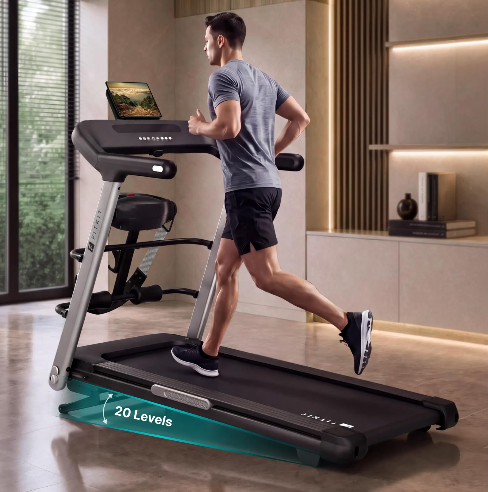 Fitkit Pulse Run Pro 6HP BLDC Treadmill | 140kg Max Load | 20-Level Auto Incline | 15km/hr Speed | Massager | 16 Workout Programs | Premium Home Use Fitness-image-39