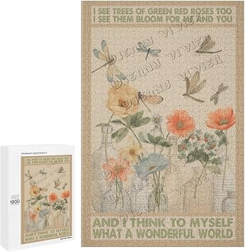 Zomyto 20"x30" Wooden Sign - Bottle of Flower with Dragonfly, 1000 Piece Puzzle for Adults, Perfect for Home Office or Living Room, Ideal for Women and Kids on Christmas