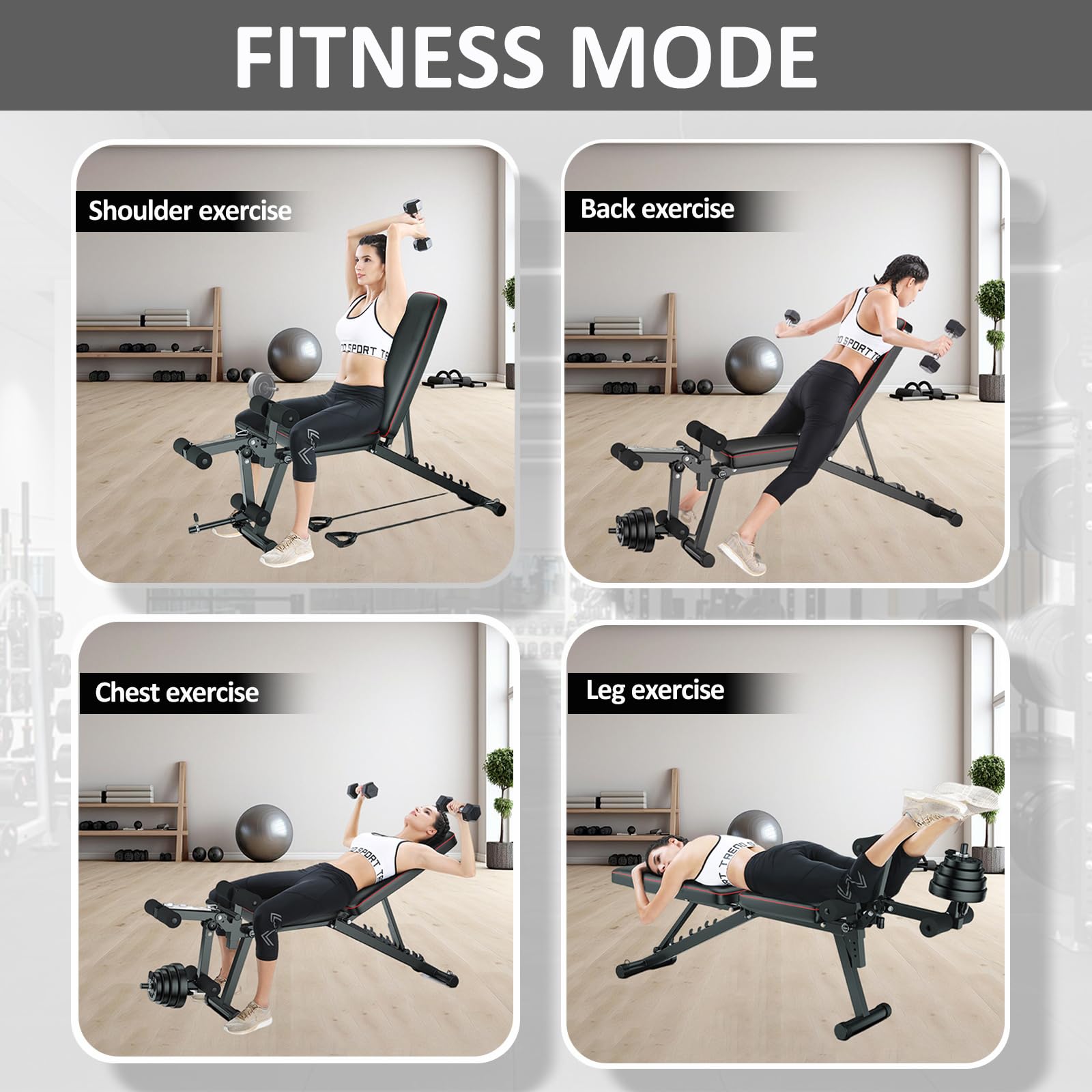 Panca Palestra Multifunzione Panca Palestra, capacità di carico di 440 libbre per impieghi gravosi, Panca per Allenamento della Forza Larga Imbottita in per Addominali, Flessioni e allenamenti
