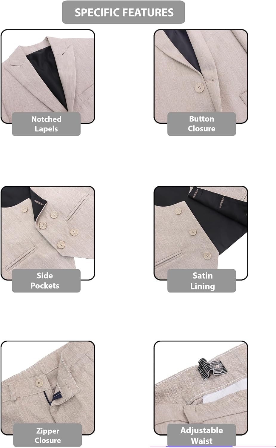 Lilax Boys Formal Slim Fit Suit Set Outfit Dresswear Suit Set
