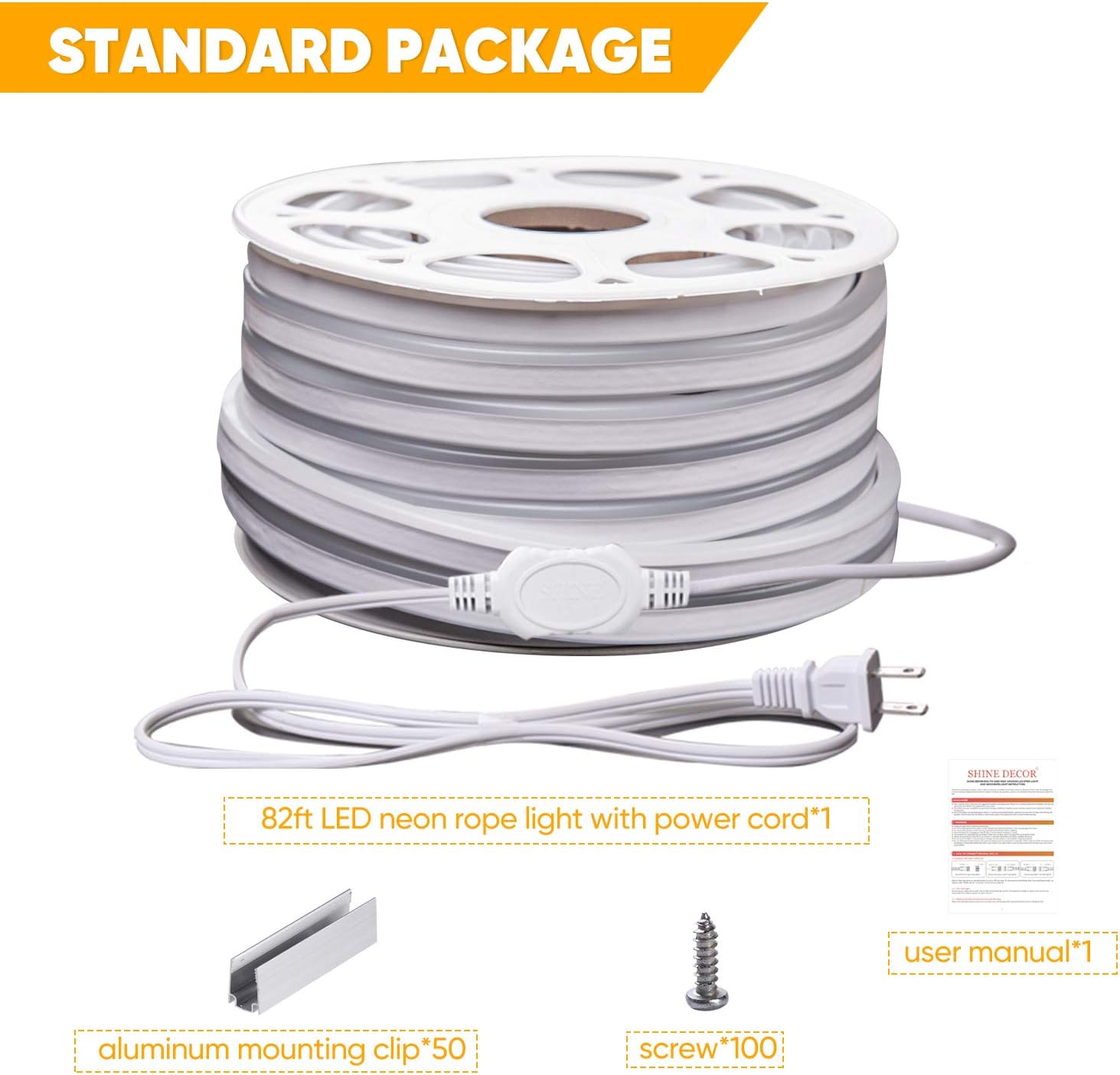 Grеаtеѕt Prоduсt Shine Decor LED Neon Rope Lights Outdoor 82FT Cold-Resistant, Connectable Flexible Neon LED Strip Lights 6500K Cool White, AC 110V 120V IP65 Waterproof Neon Sign Light 120LED/M for Lighting Decoration Bеѕt Dеаl Shine Decor LED Neon Rope Lights Outdoor 82FT Cold-Resistant, Connectable Flexible Neon LED Strip Lights 6500K Cool White, AC 110V 120V IP65 Waterproof Neon Sign Light 120LED/M for Lighting Decoration