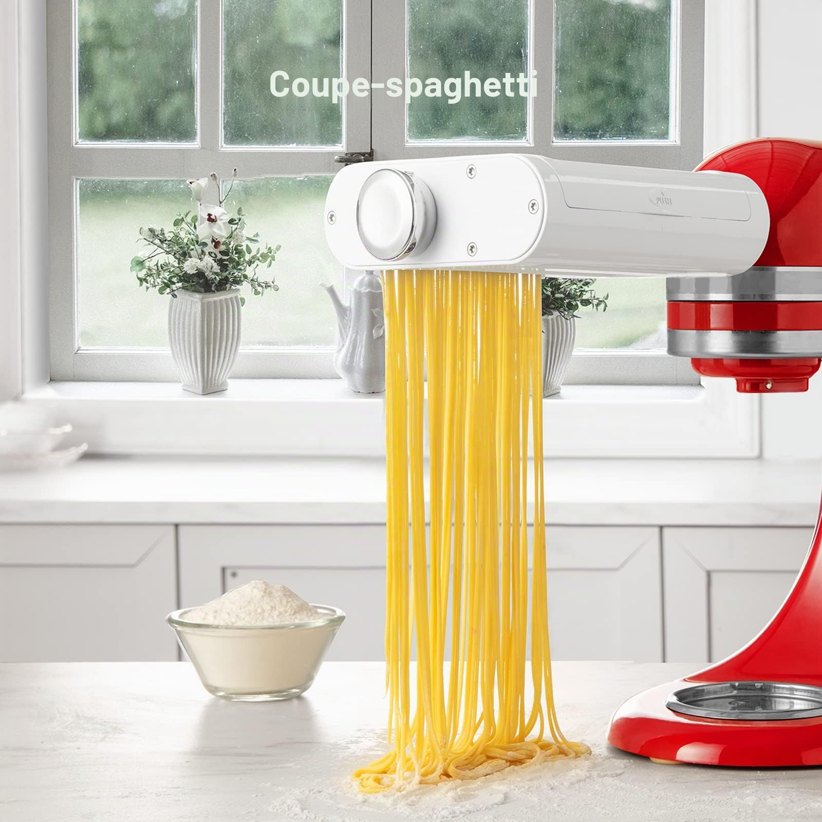 Set de fixation 3 en 1 pour rouleau et découpeuses KitchenAid - Pour mixeurs - Comprend un rouleau de feuilles de pâtes, des spaghettis, des coupe-fettuccine, des accessoires