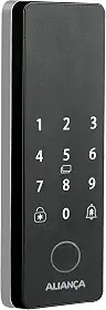Fechadura Digital Iris Plus sobrepor para Porta de Madeira Preto Fosco Aliança
