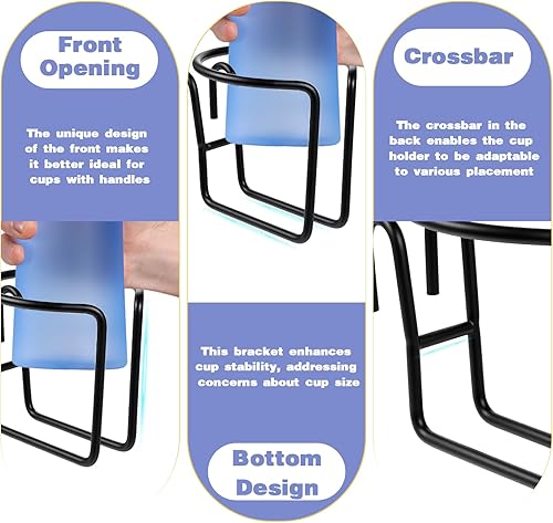 Miniatura 3 de Carrito de compras con barra inferior, soporte universal portátil de acero inoxidable reutilizable para carrito de comestibles, soporte para bebidas