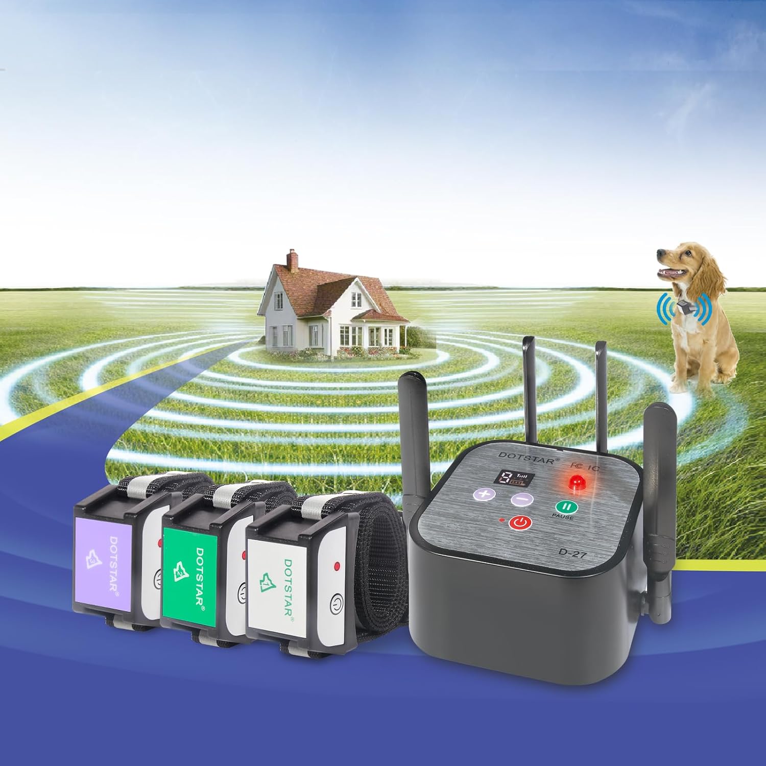 Wireless Dog Fence Pet Intelligent 2026 Newest Electric Containment System, Low Battery AI Smart Alarm Dog Out of Range Reminder, Display Receiver Battery Level, Waterproof Rechargeable Dog Fence