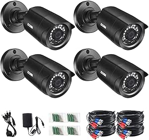 ZOSI 4 Pack 1080P 2.0MP Outdoor Indoor 3.6mm 24PCS Infrared IR Lens Day Night CCTV IR Cut Surveillance Security Camera Compatible for TVI DVR (Renewed) asin的图片
