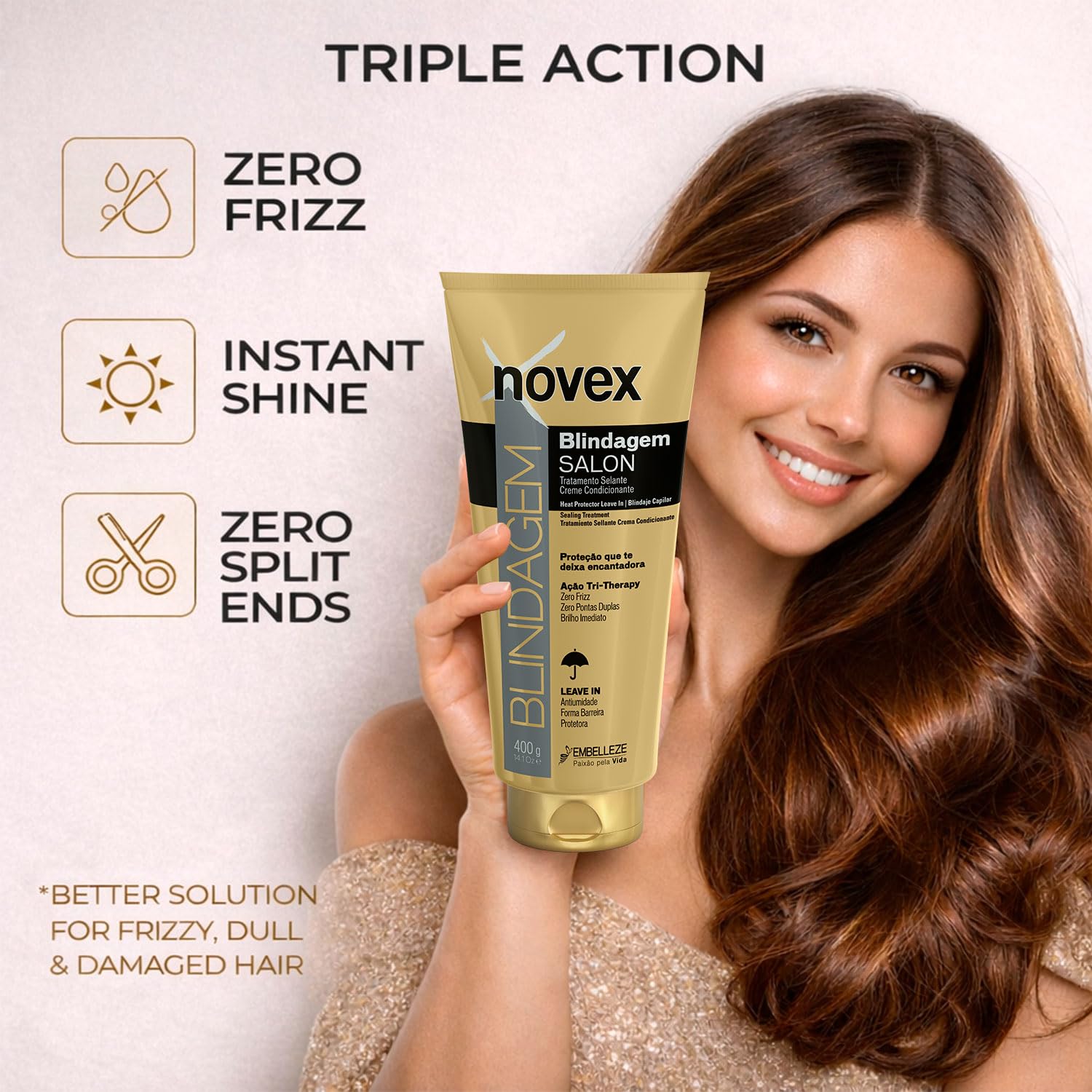 NOVEX Blindagem Thermal Protector Leave In 14 oz - Heat Protectant