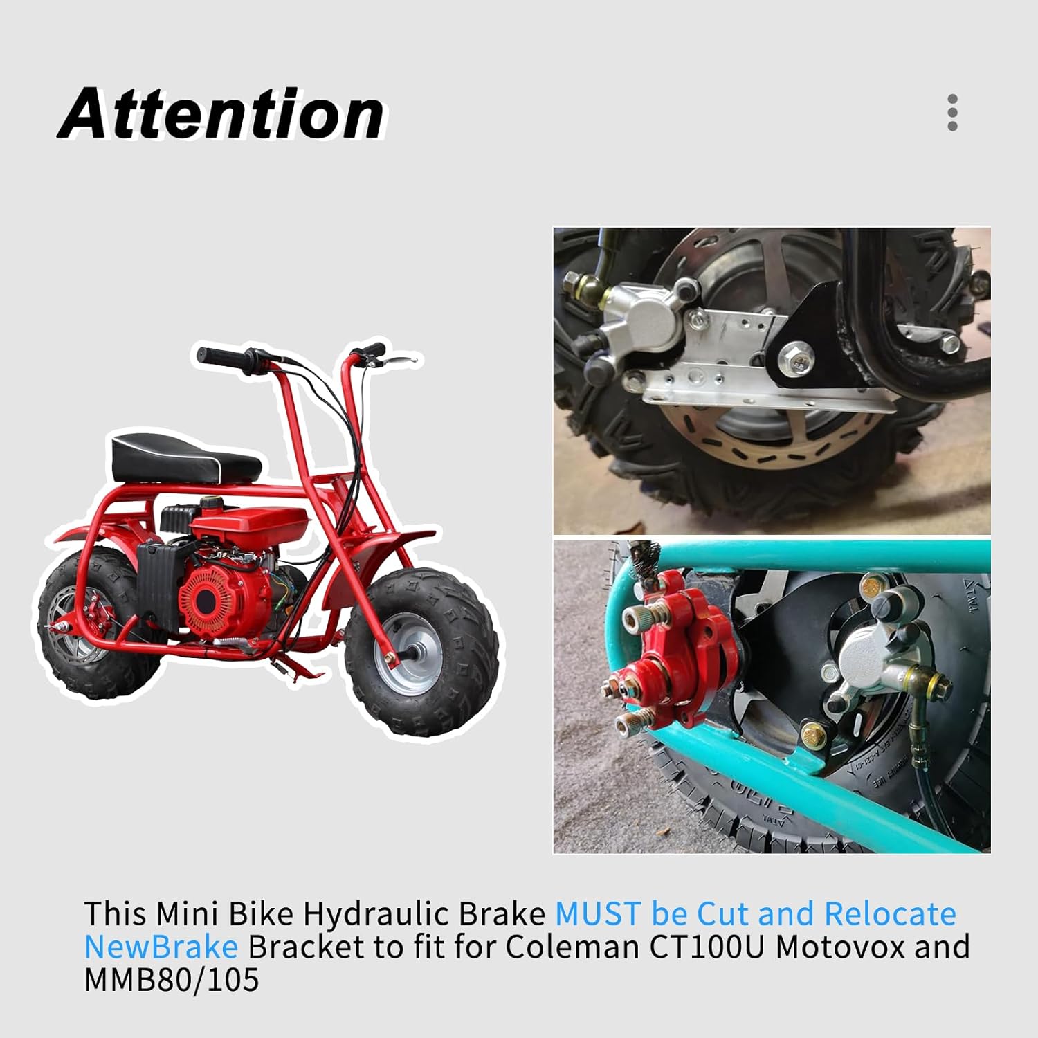 Mini Bike Hydraulic Disc Brake Caliper Assembly Kit 180mm Rear Brake Disc Rotor Suitable for Coleman Motovox Predator 79cc 97cc Baja Doodle Bug DB30 Blitz Dirt Bug Racer