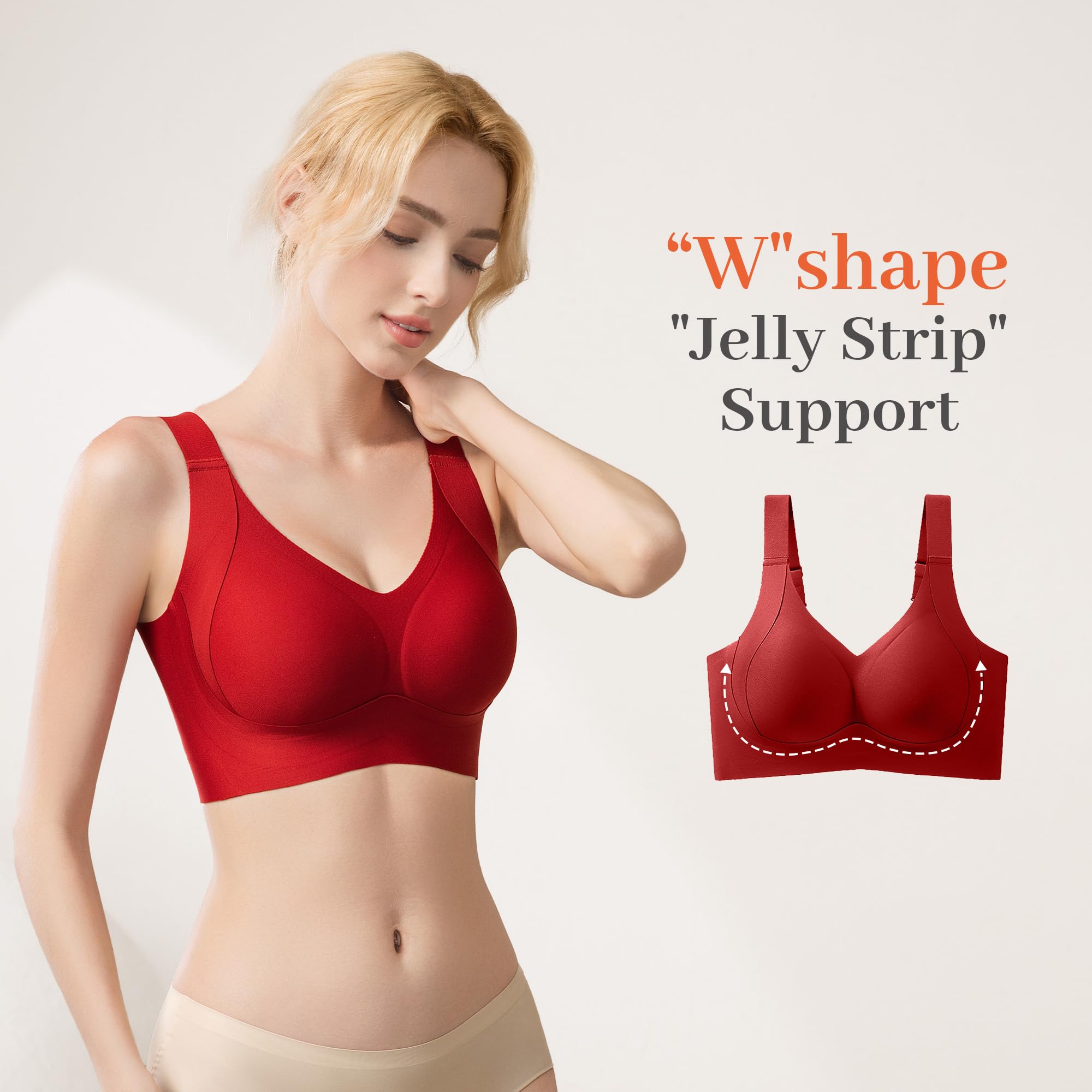 Fittingirls Reggiseni Taglie Forti per Donna Senza Ferretto - Copertura Completa, Reggiseni Quotidiani Comodi Imbottiti