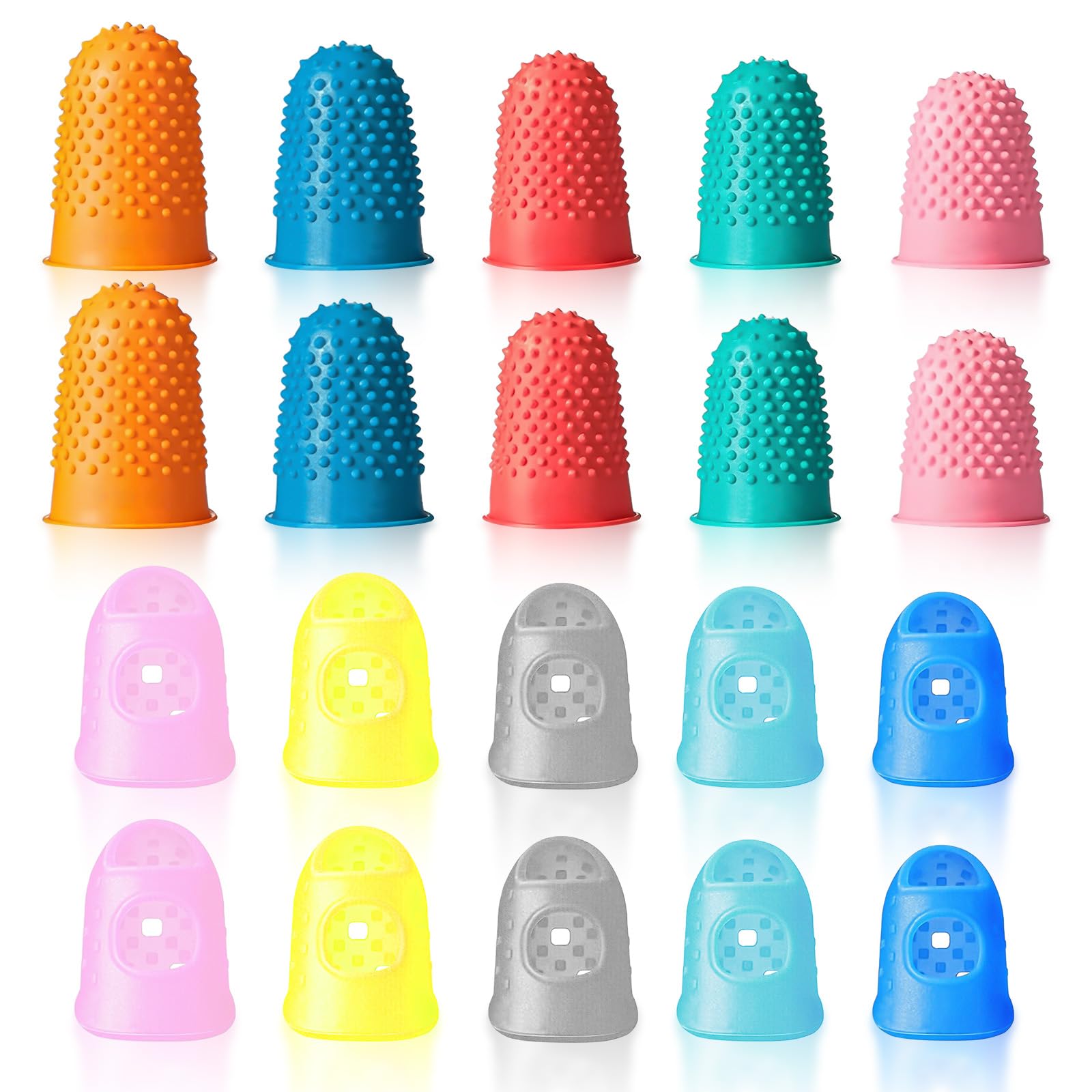 Photo 1 of 20 Pieces Rubber Finger Covers for Hand Sewing with Finger Protection, Durable Rubber Finger Tips for Quilting, Knitting, Embroidery, Paperwork & Crafts (5 Sizes)