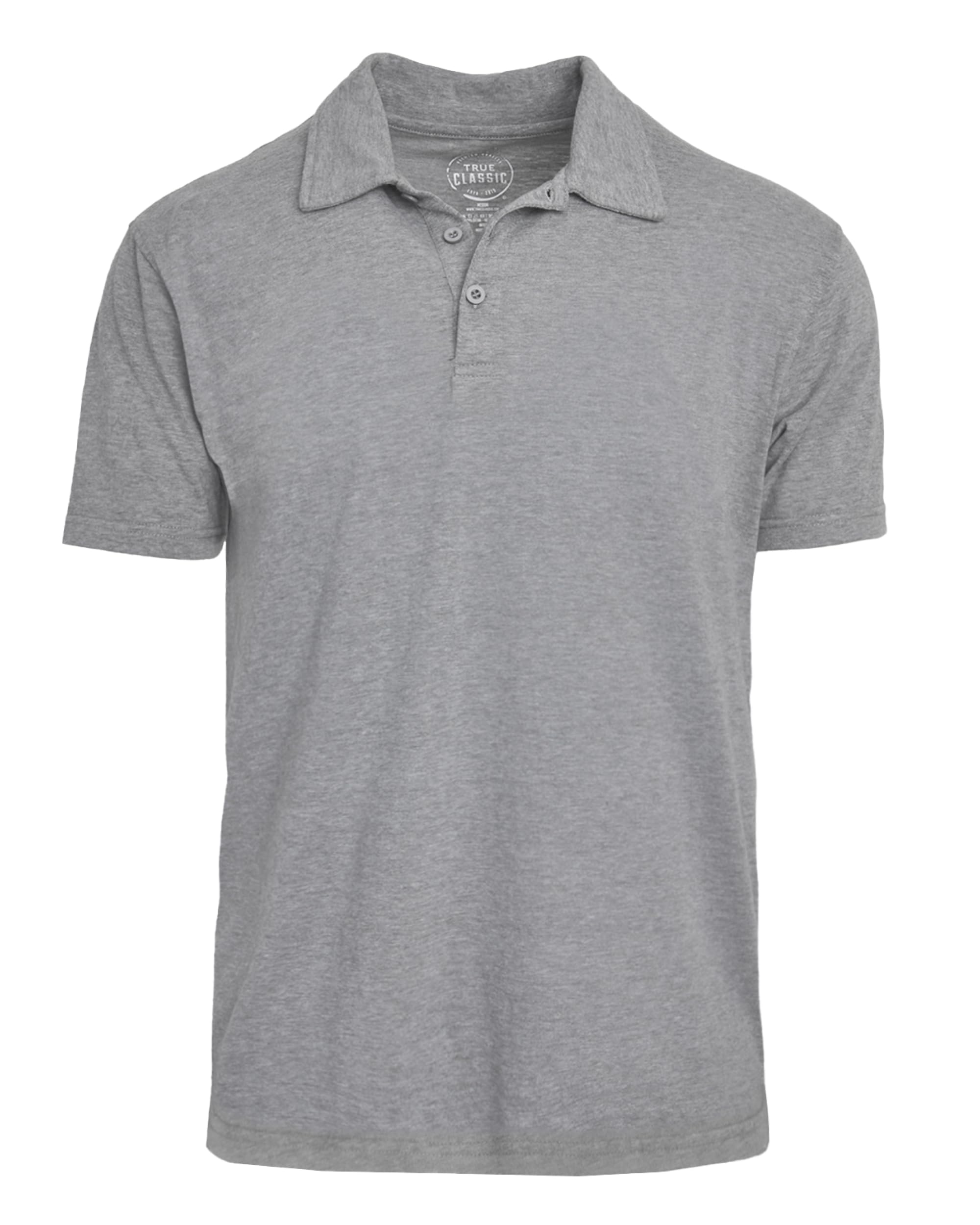 True Classic Men’s Polo Shirts – Cotton Collared Shirt & Active Polo Shirts for Men – Novelty Mens Polo Shirts, Heather Gray, Medium
