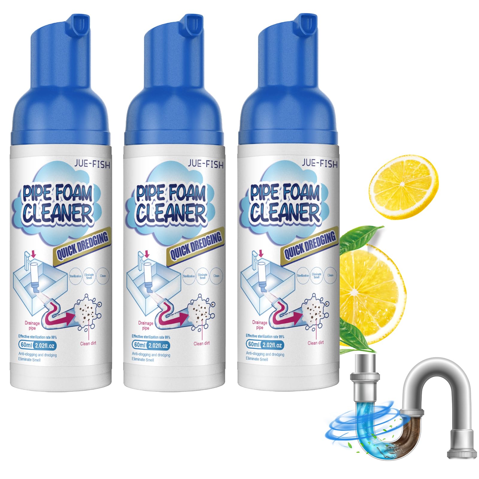 ExcellaElite 3 Pcs Foam Drain Cleaner,Sink Foam Cleaner Liquid Shower Drain Unblocker Quick Foaming Drain Cleaner Hair Drain Clog Remover Suitable for Kitchen Drains Sinks Bathtubs