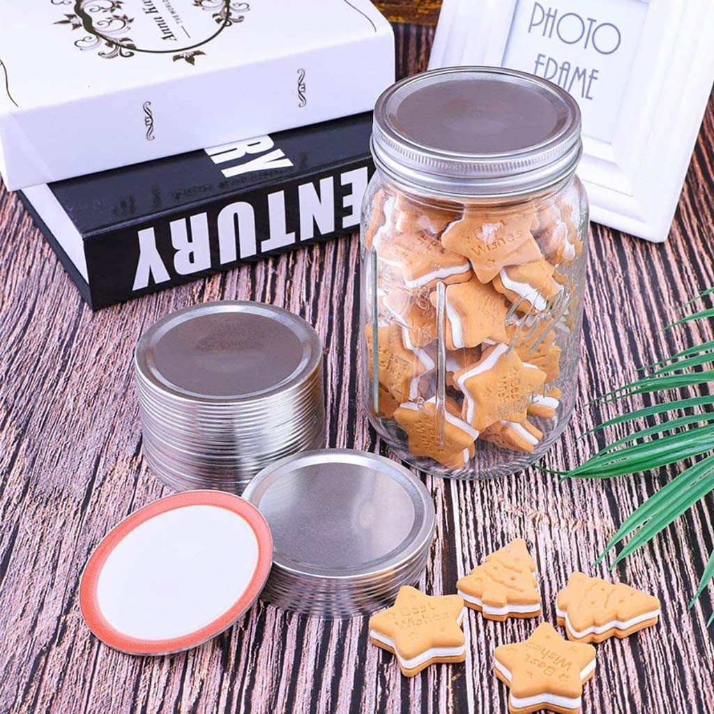 12 Stück Edelstahl Mason Jar Deckel Twist Off, 70MM, Auslaufsicher Für Gewürze, Süßigkeiten, Kekse, Marmelade
