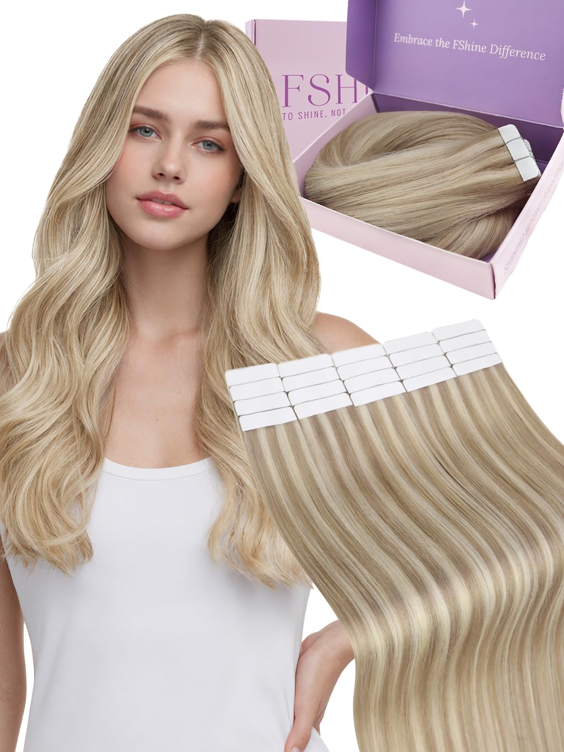 Fshine Extensions Echthaar, Natürliches Volumen, Weich Haarverlängerungen