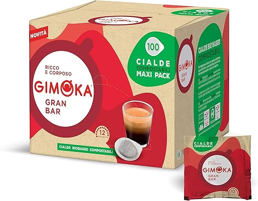 Gimoka - Compatibile Per Easy Serving Espresso - Cialde Ese 44-100 Cialde - Gusto GRAN BAR INTENSO - Intensità 12 - In Carta Compostabile