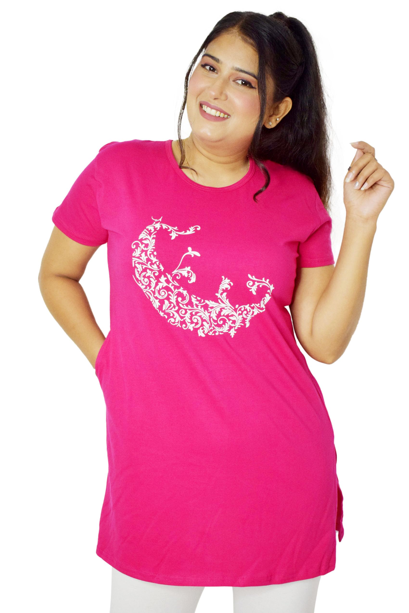 Pink Shell Moon Printed Polo T-Shirt for Women-picture-18
