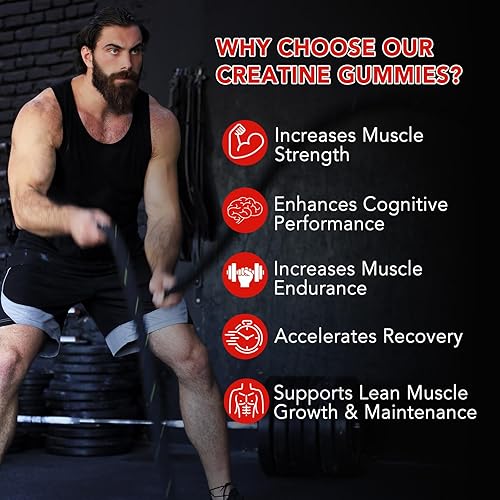 Miniatura 7 de Gomitas de monohidrato de creatina para hombres y mujeres, crecimiento muscular, sin azúcar, mejora la fuerza y el rendimiento, suplementos a granel
