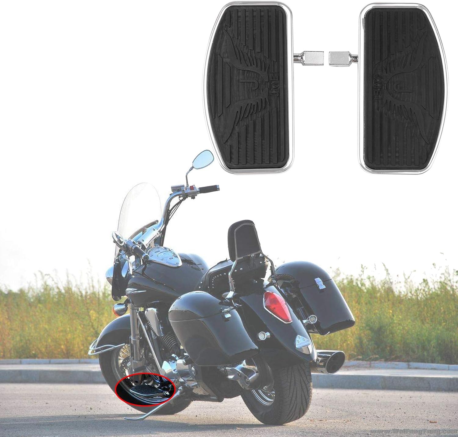Areyourshop Motorcycle Front/Rear Footboards Floorboard for Honda Shadow Aero 750 VT750(Only for Models with 6mm Size Pin Hole)
