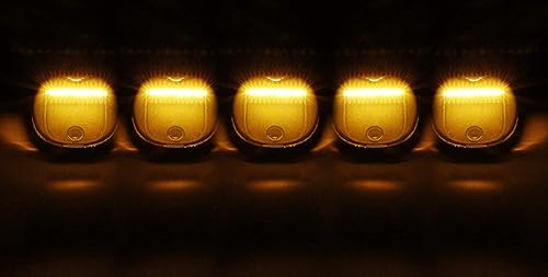 Miniatura 9 de iJDMTOY 5 lámparas de marcador de techo de cabina de lente transparente con tira completa de luces LED amarillas ámbar compatibles con Chevy Dodge,