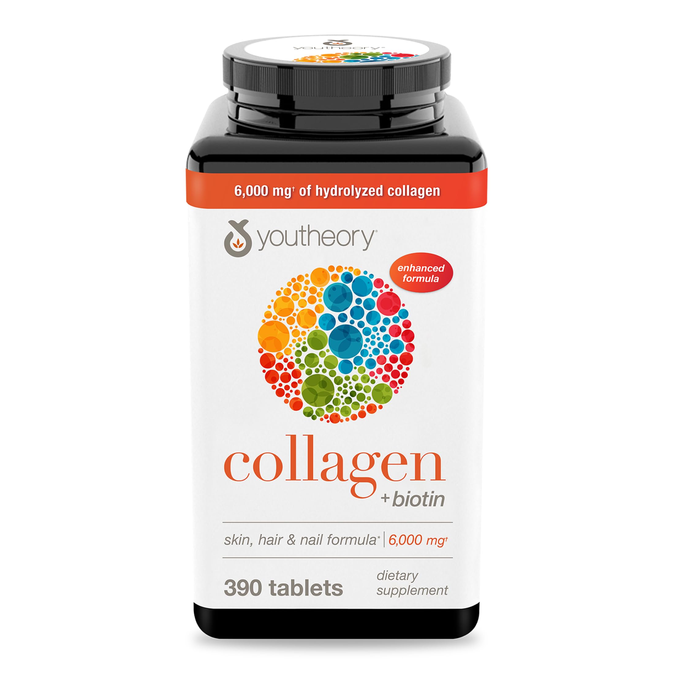 Youtheory Collagen Biotin - Advanced Collagen Supplement - with Hydrolyzed Peptides Vitamin C Vitamin B - Supports Hair
