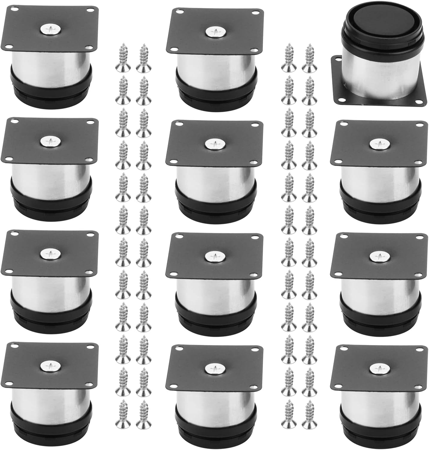 MUKCHAP 12 PCS 50mm Adjustable Furniture Legs, Stainless Steel