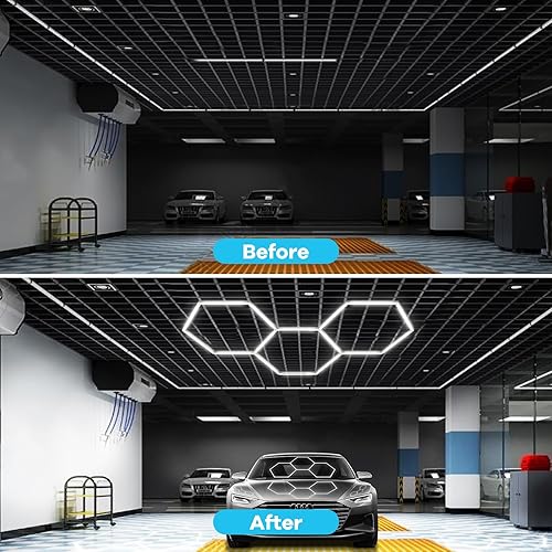 Miniatura 4 de CDKMAX Led Hexagon Garage LightUltrabright 24Pack 260W 26400LM 6500K Hexagon Lighting System Car Detailing Shop LED Ceiling Lights for Home Gym