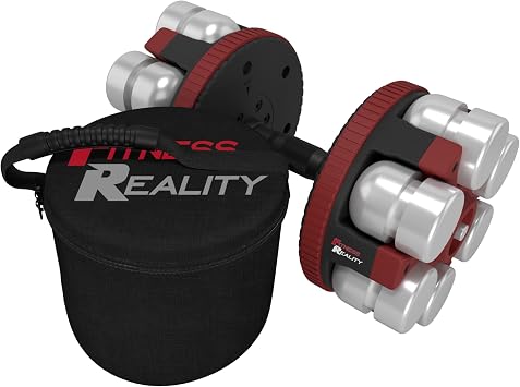 Fitness Reality Adjustable Dumbbells 10-45 Pounds, 3 lbs increments, OPTIONS Single/Pair/Adjustable Weight Kettlebell