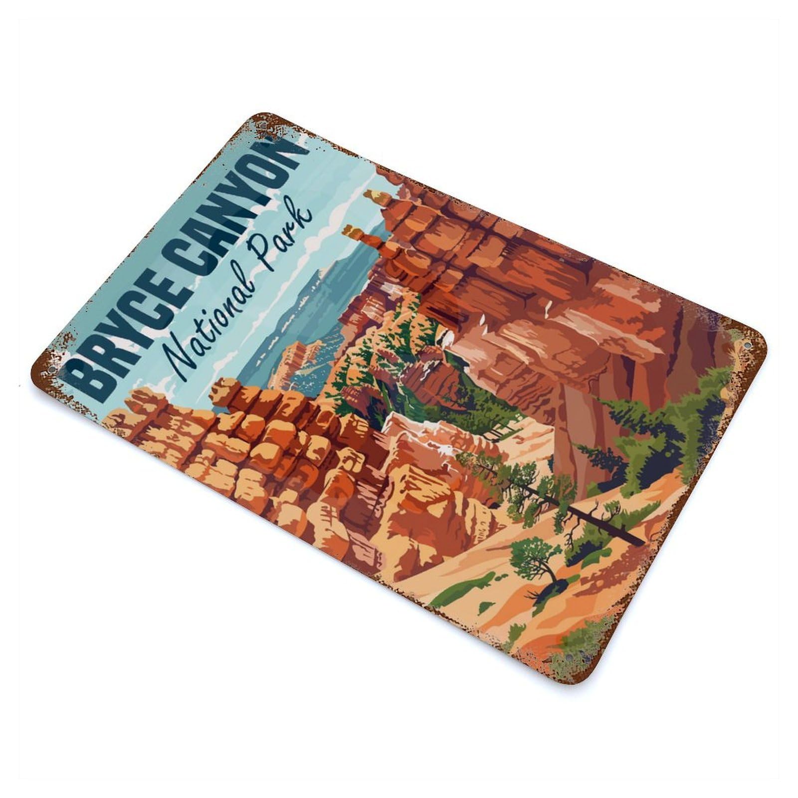 Rust Effect Bryce Canyon National Park Vintage Rust Metal Sign 11.8"x7.9", Rustic Home Decor for Farmhouse, Kitchen And Entryway Decor