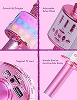 Vista 4 de Amazmic Juguetes para niñas, micrófono de karaoke para niños, micrófono para niños pequeños con luces, para niñas, juguete de fiesta de cumpleaños