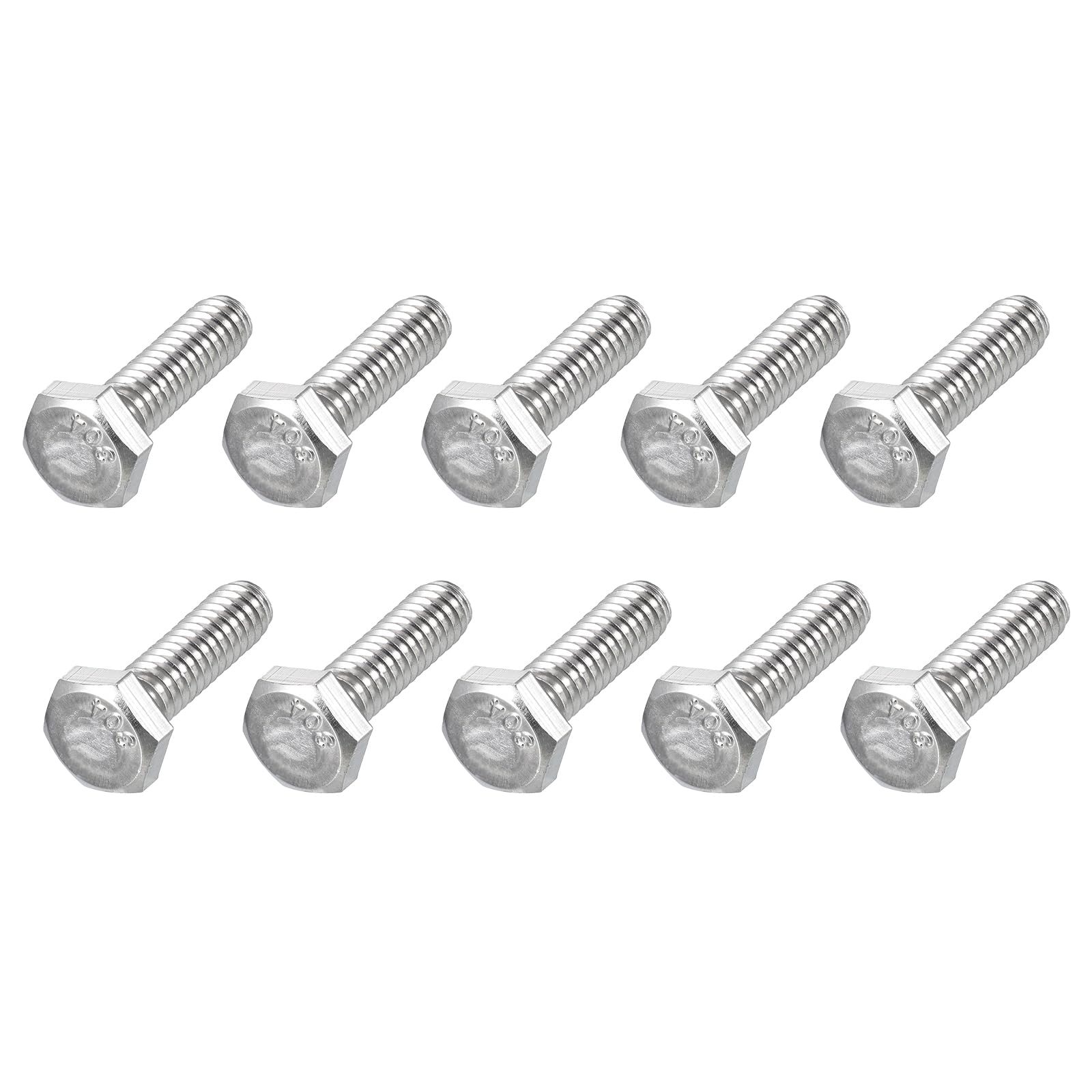 METALLIXITY Hex Head Bolts (1/4-20 x 7/8") 50Pcs, 304 Stainless Steel 18-8, Fully Threaded, External Hex Drive, Plain Finish
