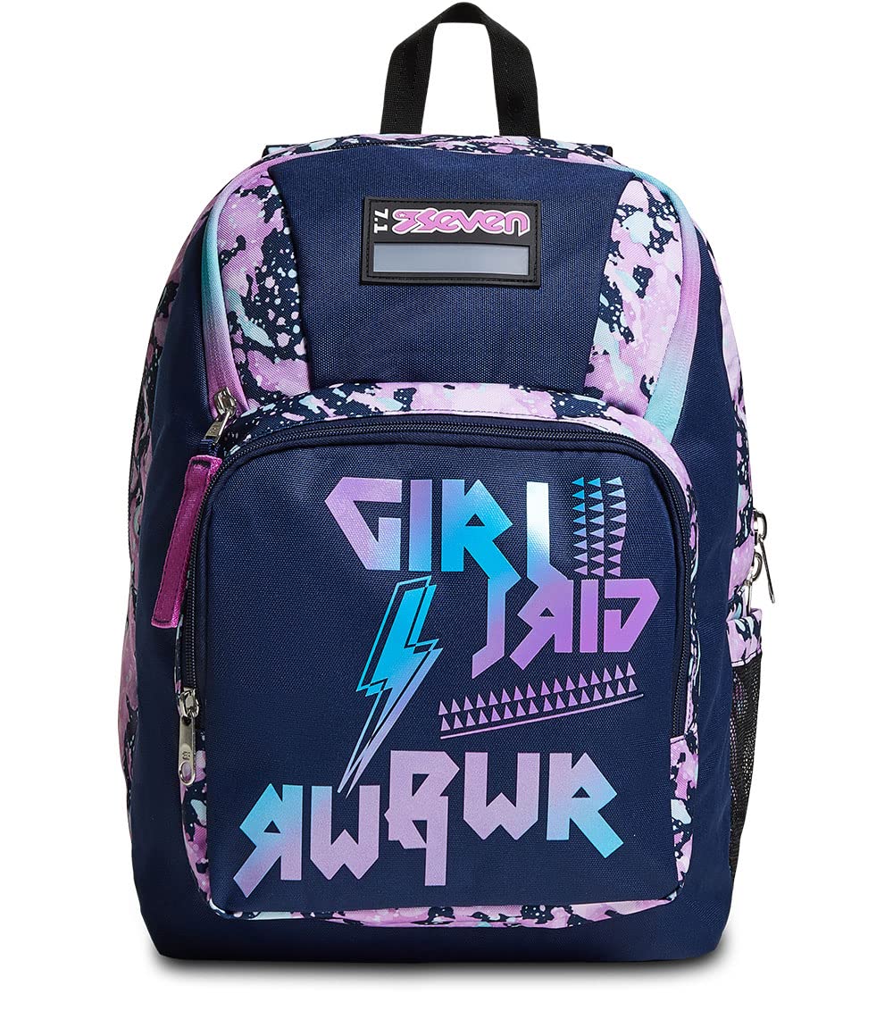Seven S.p.a. ZAINO Seven® Point Out - DRAWINGPIN Girl, Unisex - Kids and Teens Backpack Seven® Point Out - DRAWINGPIN Girl, Blue DEEP, Taglia Unica -