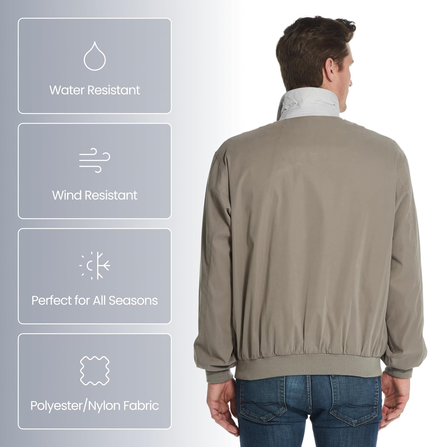 Weatherproof Men's Golf Jacket - Lightweight Windbreaker, Water-Resistant Microfiber Shell, Perfect for Golf & Casual Wear