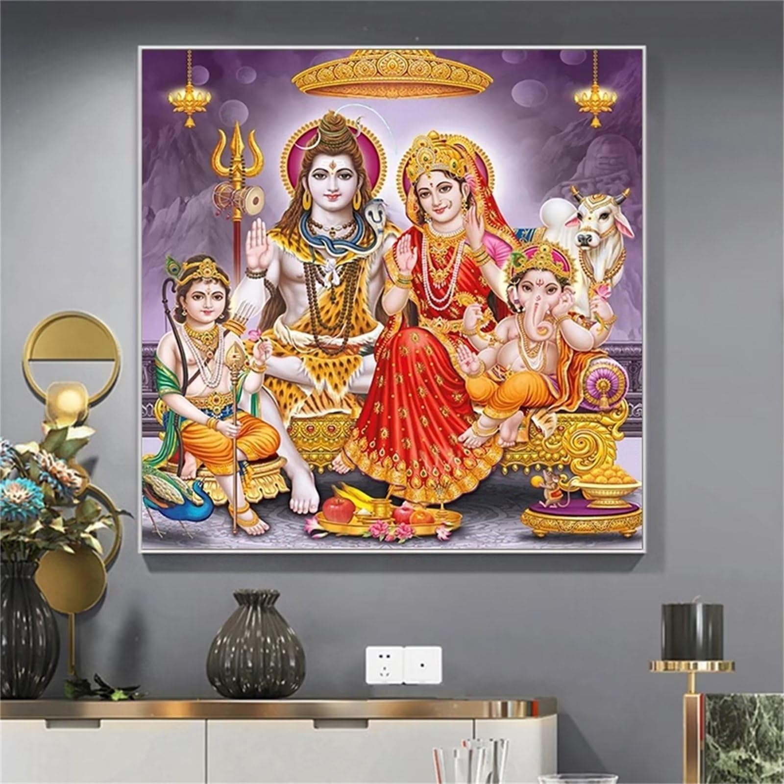 Tengyuer Round Drill Diy 5D Diamond Painting Kits For Adults Diamond Art Indian God Full Drill Crystal Rhinestone Embroidery Craft Kits For Home Wall Decor 50X50cm