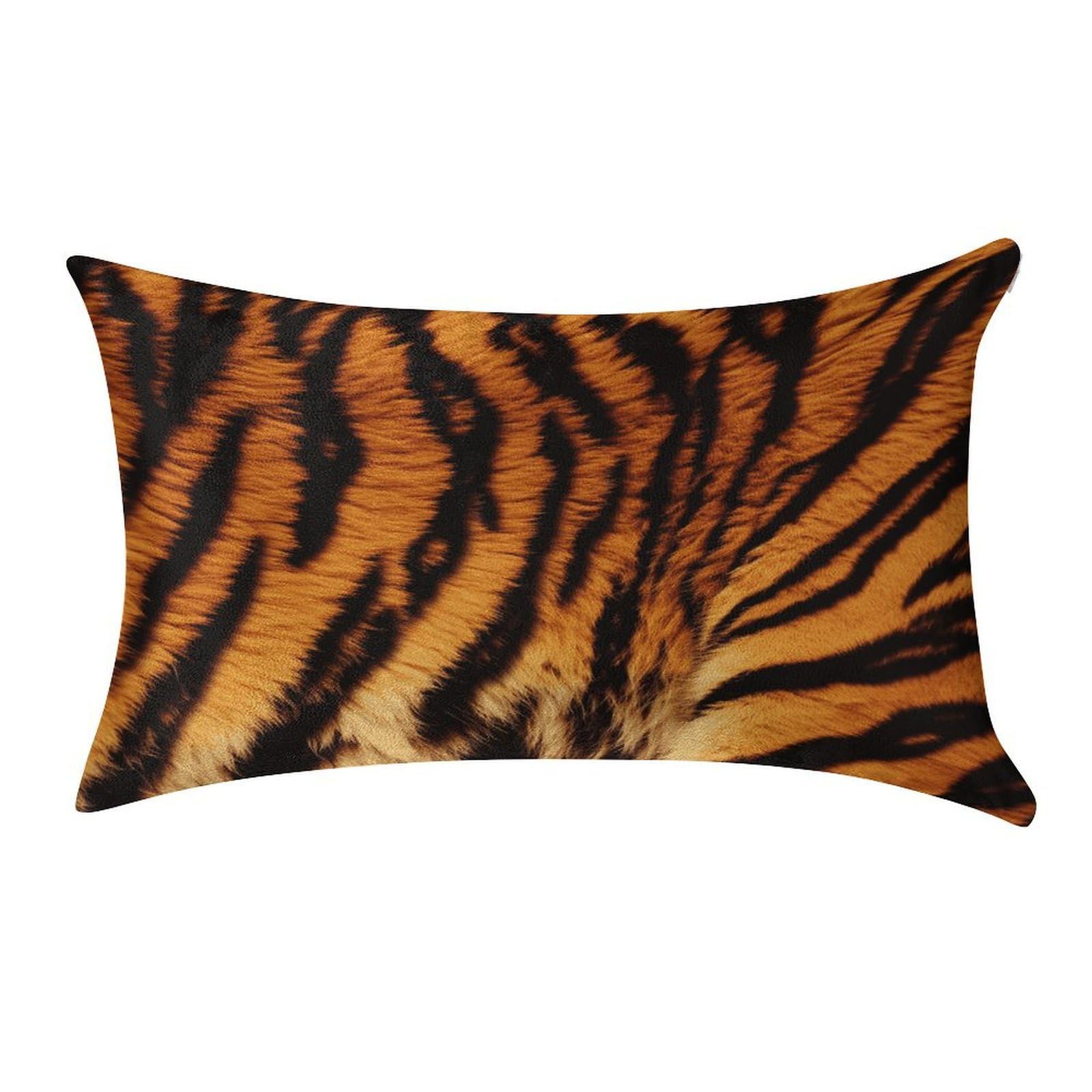 LDGSUPH Tiger Striped Pattern Velvet Throw Pillow Covers Cozy Pillow Shams Pillowcases Detachable Pillow Cases Soft Cushion Cover with Zipper for Sofa Car Bed Pillow Protectors 12 "×20 "