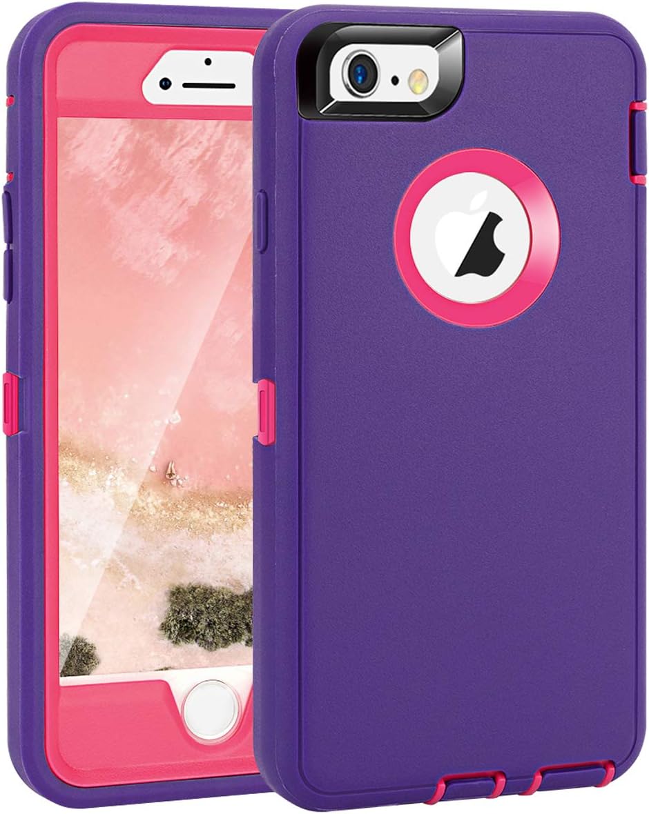 MAXCURY Heavy Duty Shockproof Series Case for iPhone 6 iPhone 6S Case (4.7")-V2 with Built-in Screen Protector Compatible with All US Carriers - Purple/Peach