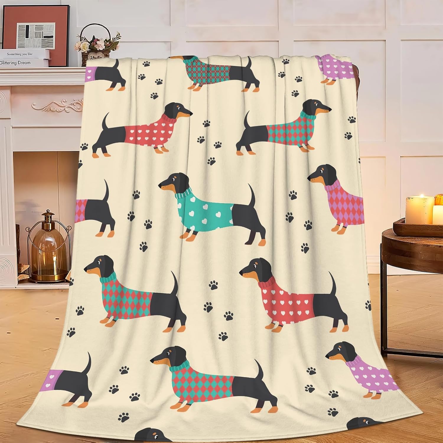Dachshund Blanket Soft Plush Fleece Throw Blankets Cozy Fuzzy Dachshund Stuff Bedding Gifts for Women Girls Boys Kids Adults 40"X50"