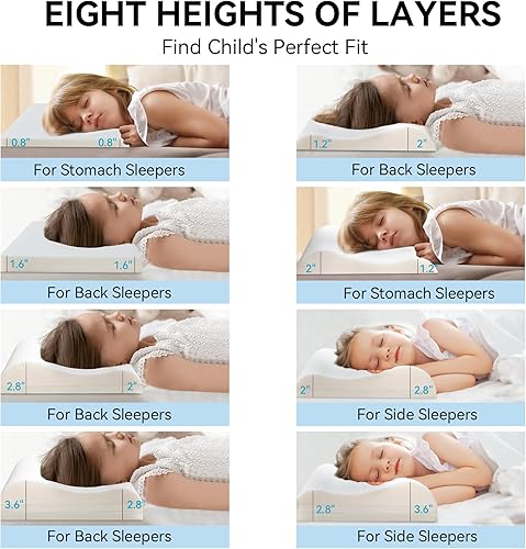 Miniatura 3 de Almohada de contorno de espuma viscoelástica, almohada cervical ajustable para niños, almohadas ortopédicas sándwich para aliviar el dolor de