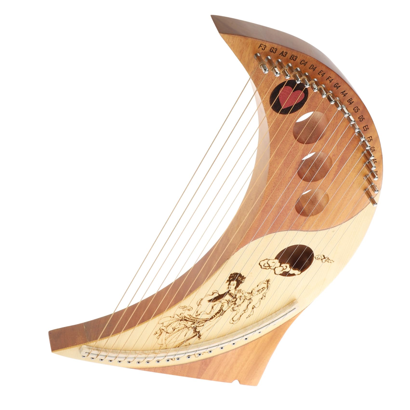 Toddmomy 19-Saitige Holzharfe mit Stimmschlüssel Tragbare Lyre Harp Instrument Warme Klangqualität für Anfänger und Kinder
