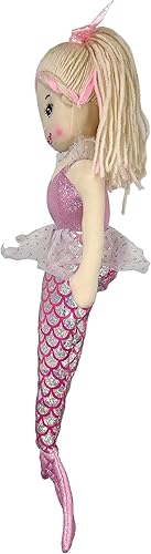 Miniatura 2 de Anico Sirena colorida de 18 pulgadas con pelo rubio y falda rosa, muñeca de felpa suave de sirena, juguete de sirena de peluche para niñas, ideal