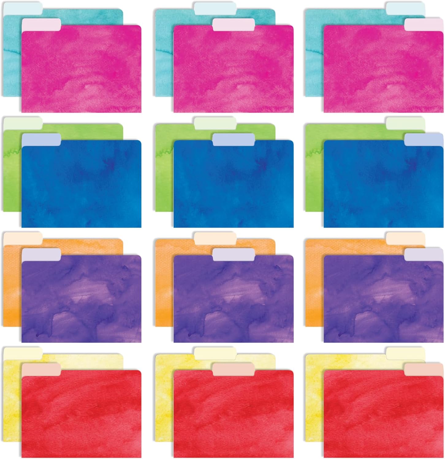 Global Printed Products Deluxe Designer Printed File Folders, 1/3 Cut Tab, Assorted Positions, Letter Size, 24/pk (Geometric Foil)